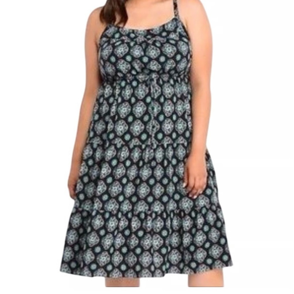 Torrid Mandala Floral Black Teal Dress Size 1